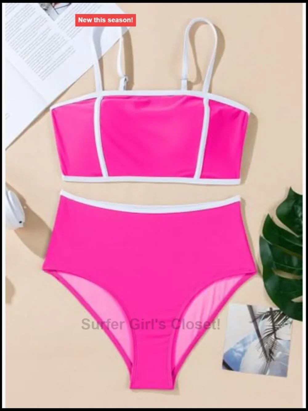 Women's Colorblock Bikini Set Square Neck Adjustable Straps Bathing Suit